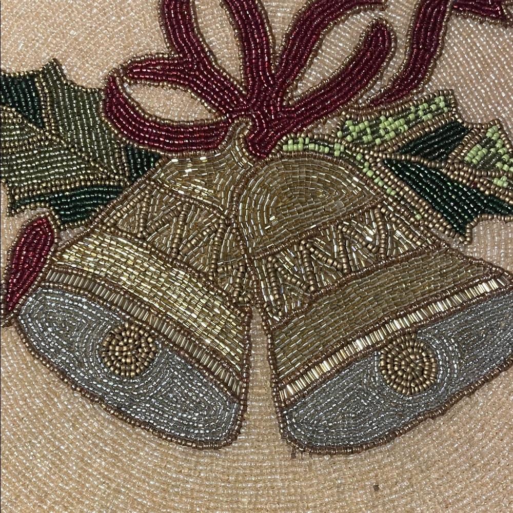 6 Nicole Miller Beaded Holiday Bells Placements - Picture 2 of 6